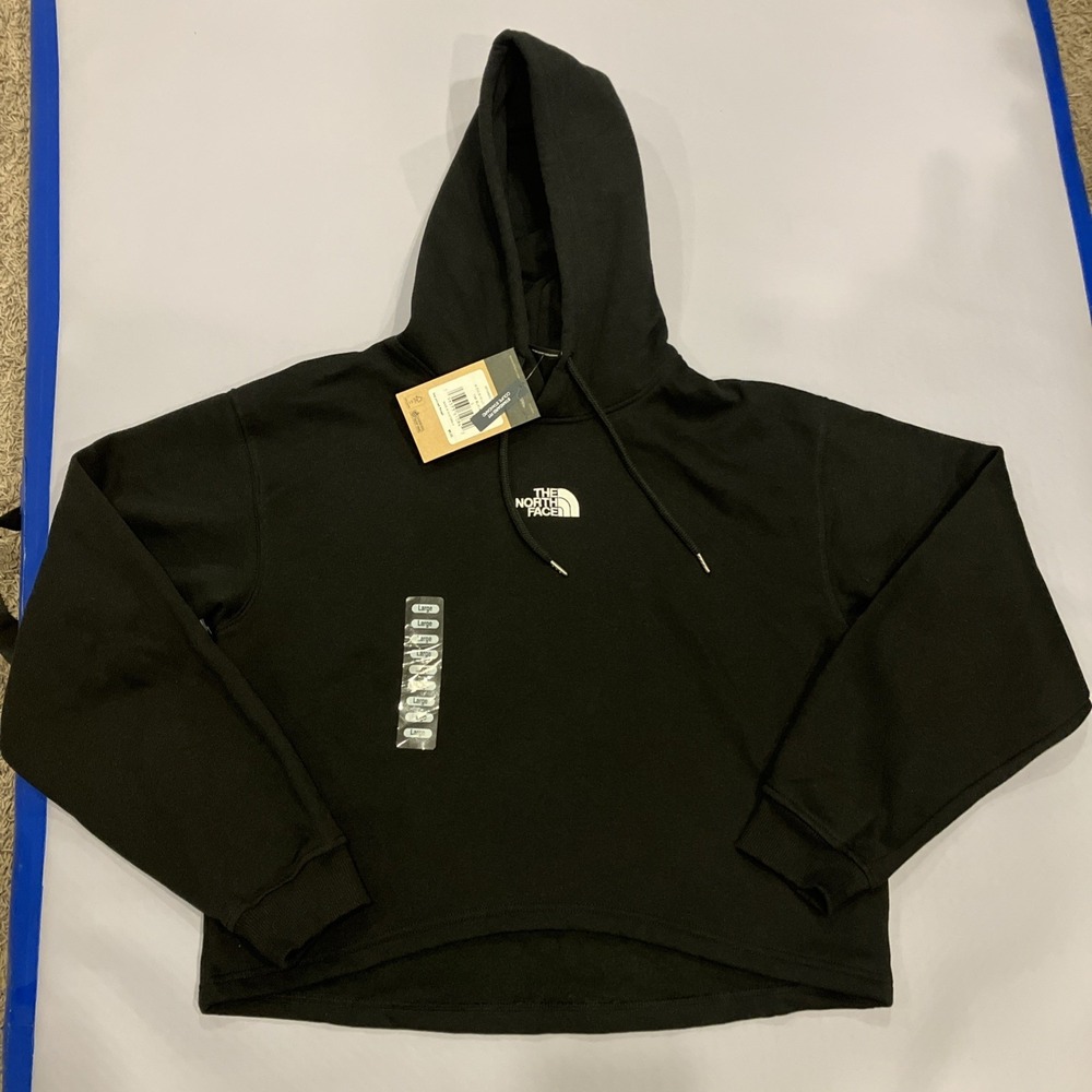 The North Face Womens Evolution Hi Lo Hoodie L Sweatshirt Black Gym Athletic NWT